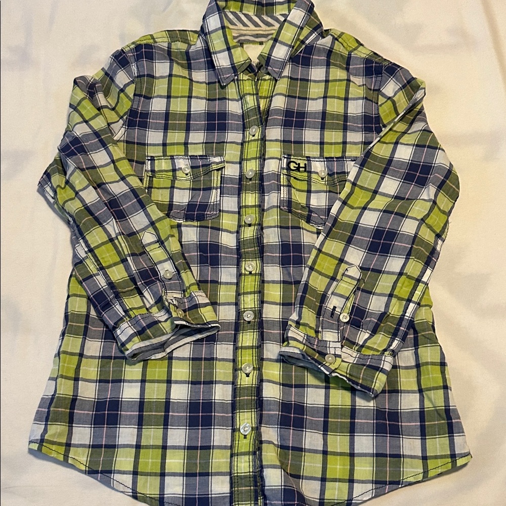 Women’s Gilly Hicks Green and Blue Plaid Casual Shirt Size Small